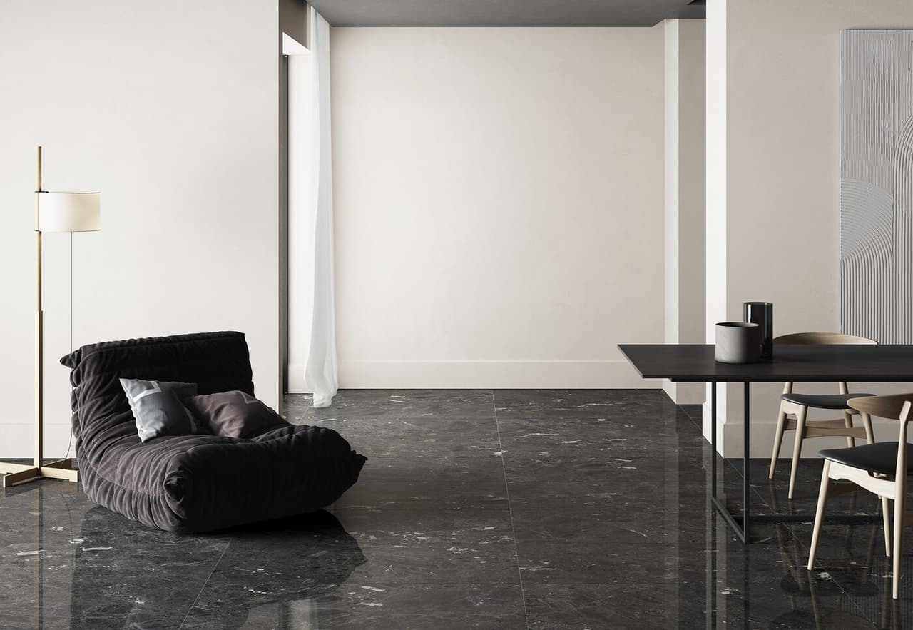 MYSTERY BLACK LARGE FORMAT TECHNICAL PORCELAIN, RECTIFIED EDGE, lifestyle view