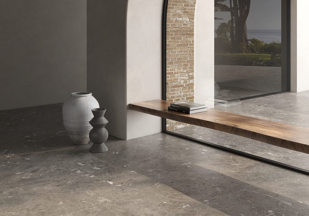 MYSTERY TAUPE LARGE FORMAT TECHNICAL PORCELAIN, RECTIFIED EDGE, lifestyle view